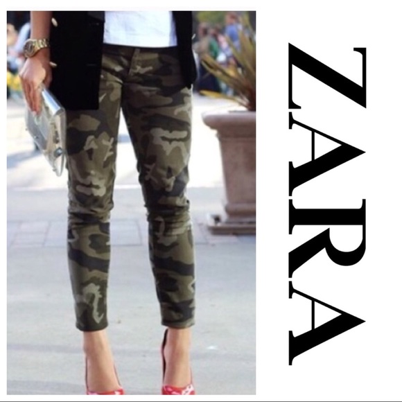 Zara Denim - Zara distressed camo skinny jeans